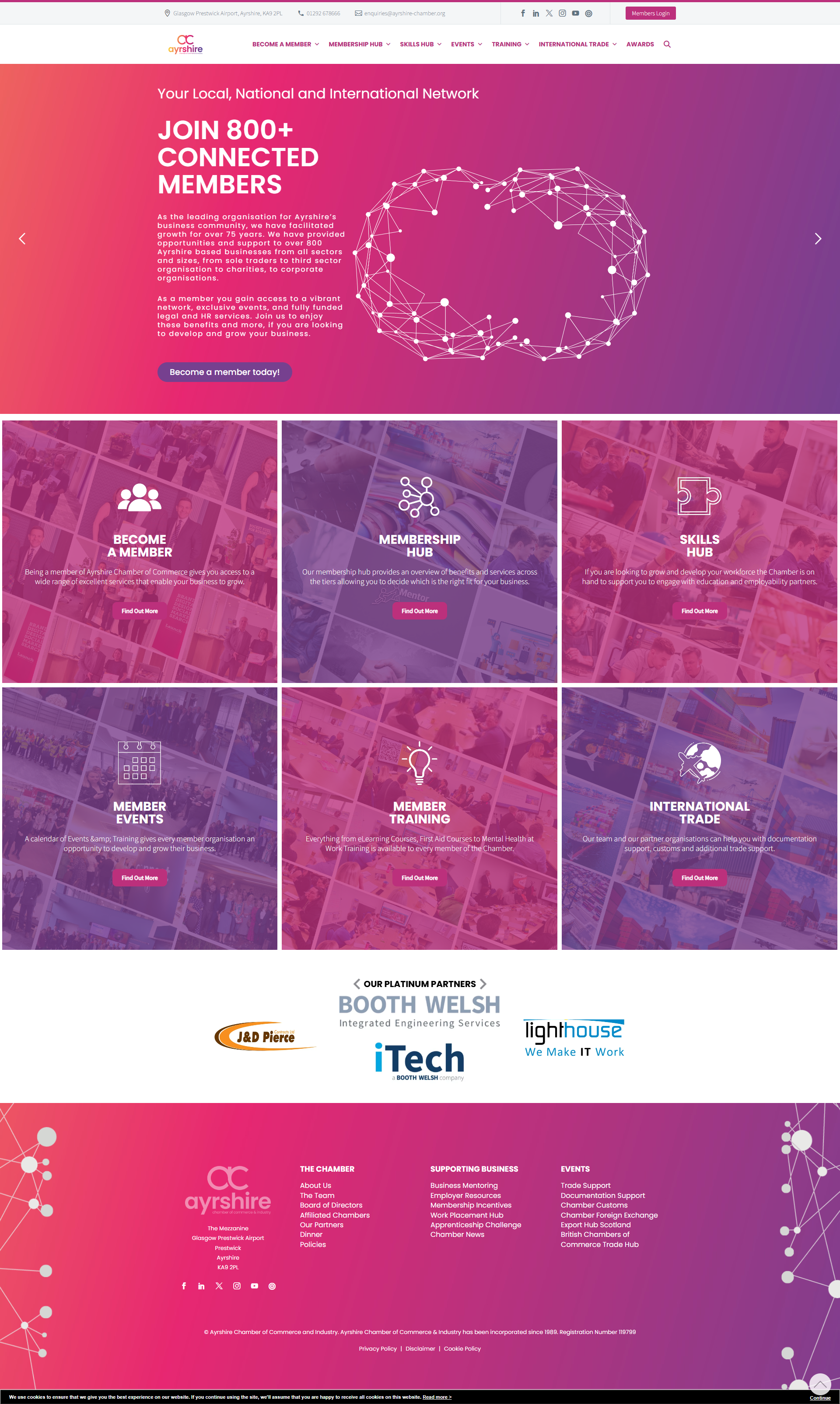 Portfolio project: Ayrshire Chamber, built with Python,PHP,WORDPRESS,LINUX, located in Ayrshire,Scotland